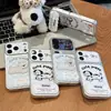Capa de celular com design de cachorrinho bordado, compatível com iPhone 16 Pro Max e Apple 17, com acabamento metálico que transforma instantaneamente a capa do celular