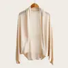 Chal cárdigan de punto casual estilo francés de seda helada para mujer, chaqueta fina de manga murciélago para primavera y otoño, chaleco protector solar para aire acondicionado