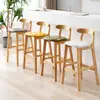 Silla de Barra de Madera Maciza para Hogar con Respaldo Taburete Alto Estilo Escandinavo Silla de Recepción para Tienda de Té con Leche Silla de Barra Moderna Moda R