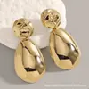 Pendientes de Gota de Agua Brillantes Simples de Alta Gama Transfronterizos Europeos y Americanos Pendientes Plegados Dorados Nuevos Pendientes de Otoño e Invierno para Mujer