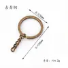 Chaveiro de Argola Plana 30mm com Corrente de 4 Seções, Disponível em Várias Cores, Acessórios para Chaveiro DIY, Liga de Zinco
