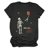 Camiseta feminina independente da Amazon, da moda, única e divertida, com caveira "well shit", balão, rosa, gola redonda e manga curta
