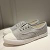 Zapatos de Lona Planos sin Cordones Estilo Verano 2026, Zapatos Blancos para Mujer, Tenis Slip-On Versátiles Estilo Coreano para Estudiantes