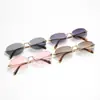 Gafas de sol, Gafas sin montura, Monturas pequeñas de moda, Lujo ligero transfronterizo, Metálicas ovaladas, Gafas de sol de alta gama, Gafas de sol europeas y americanas