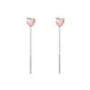 Brincos de Coração Coloridos em Prata de Lei S999 para Mulheres 2025 Design Longo de Nicho Senso de Design Elegante Versátil Brincos que Não Enroscam