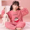 Pijama Infantil Niños 2026 Nuevo Otoño Invierno Felpa de Coral Estilo Delgado Niños Grandes Franela Invierno Niñas Estilo Niñas Conjunto