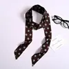 Bufanda de Seda Delgada con Lunares Negros al por Mayor Transfronteriza Estilo Coreano Elegante Bufanda Flotante Cinta para la Cabeza Accesorios para Camisas Atados
