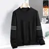 Sudadera con forro polar para hombre, nuevo modelo otoño e invierno 2025, cuello redondo, corte holgado, sin capucha, chaqueta de manga larga para hombre, moderna