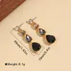 Pendientes de Gota de Agua Degradados Estilo Europeo y Americano Pendientes Largos Colgantes Negro Dorado Lujo Ligero Piedra Preciosa Versátiles para Viajar al Trabajo Citas
