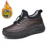 Moda Casual Sapatos de Algodão Estilo Pai Impermeáveis de Couro para Meia-Idade e Idosos Sapatos de Algodão Masculinos de Inverno 2024 Antiderrapantes com Solado Macio Sapatos de Algodão Masculinos