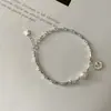 Diseño de nicho collar de perlas con forma de corazón de bambú hecho a mano en plata de ley s925 para mujer, estilo frío, cadena para la clavícula moderna de alta calidad