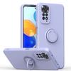 Aplicável Transfronteiriço para Capa de Celular Redmi Note 11 Versão Internacional Anel Integrado Cor Sólida Silicone Líquido Imitado Dois em Um