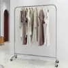 Arara de roupas de aço inoxidável com altura ajustável e rodas para transmissão ao vivo, cabideiro móvel, prateleira de roupas e cabide
