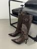 Botas Vaqueras Occidentales para Mujer 2024 Otoño Nuevas Estilo Sexy Europeo y Americano Punta Fina Tacones Altos de Sauce Botas Largas de Moda para Mujer