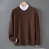 Baicai Rong Outono/Inverno Novo Cardigã de Lã Liso Masculino Suéter de Tricô Trançado Jaqueta de Tricô Business Casual para Adolescentes