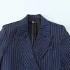 Roupas Femininas Transfronteiriças Primavera e Outono 2026 Estilo Europeu e Americano Moda Blazer Listrado Irregular de Um Botão para Mulheres B129640