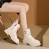 Botas Martin para Mujer 2026 Otoño e Invierno Nuevas Botas Cortas Retro Estilo Británico de Suela Gruesa que Aumentan la Altura con Forro de Lana Botas de Otoño Individuales Botas con Cordones