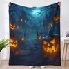 Manta de Halloween Manta Linda de Fantasma y Calabaza Serie 2 Manta Decorativa para Oficina Manta de Franela Otoño e Invierno