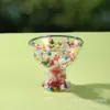 Copo de Sorvete Criativo, Copo de Vidro de Camada Dupla Preenchido com Flores Secas de Alto Borossilicato, Taça Transfronteiriça, Copo de Sobremesa de Aparência Sofisticada