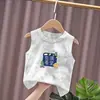Chaleco de Algodón Puro para Niños y Niñas, Nuevo Camiseta sin Mangas de Verano Tie-Dye Versátil Elegante con Estampado de Dibujos Animados