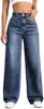 Jeans feminino justo com stretch de perna reta, jeans de cintura alta e perna larga, jeans boyfriend, best-sellers transfronteiriços da Amazon, atacado