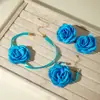 Accesorios Transfronterizos Europeos y Americanos, Collares de Flores de Tela Estilo Pequeño Fragante, Elegante y con Estilo Juego de Joyería de Flores Tridimensionales para Mujer