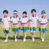 Uniformes Escolares Primários, Conjuntos de Manga Curta de Verão, 61 Uniformes da Turma de Cheerleading, Uniformes de Jardim de Infância, Uniformes de Performance de Coro Estilo Chinês