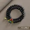 Pulseira de Ébano para Mulheres, Pulseira de Ébano com Flor de Ameixa de Jade Duplo Círculo para Casais