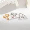 Nuevo Anillo de Flor de Tulipan de Circonia de Cobre Más Vendido para Mujer, Anillo de Diamante Teardrop con Corte Hielo Flor de Hielo Estilo Ins