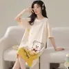 Nova Camisola Atacado para Mulheres, Manga Curta, Estilo Fino de Verão, Tamanho Grande, Vestido de Tamanho Médio, Roupa de Dormir Feminina, Doce e Fofo