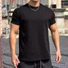 Moda de Verão Resistente Retro Básico Corte Limpo Gola Redonda Casual Versátil Masculino Solto Respirável Cor Sólida Manga Curta Top