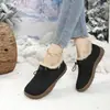 Botas de tornozelo femininas casuais, quentes e isoladas de algodão. Camurça sintética com forro de fleece, sola grossa antiderrapante e projetado para uso externo no inverno.. Direto da fábrica
