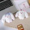 Lindo colgante de peluche de conejo, conejo de orejas largas y esponjoso de dibujos animados, muñeca decorativa para llavero de bolso de niña