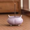Quemador de Incienso Morado Lila Gris Ceniza del Fabricante, Quemador de Incienso Triple Patas Doble Asa para Interiores, Adorno Estilo Vintage, Soporte para Varillas de Incienso