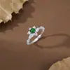 Anillo de Girasol Nuevo de Plata de Ley S925 para Mujer Incrustado con Jade Guatemalteco Natural Grado A Anillo Abierto Exquisito
