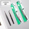 Pinça de aço inoxidável com ponta curva, pinça pequena de cabeça chata para reparos manuais, nail art, pontilhismo, modelagem de sobrancelhas e segurar objetos pequenos