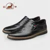 Zapatos de Hombre Gongyang Nuevos de Cuero Genuino Suela Suave Formal de Negocios Casuales Zapatos de Cuero Slip-on Británicos Punta Redonda Zapatos de Hombre