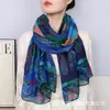 Cachecol Grande 180*90 Estilo Étnico Quente para Mulheres Outono e Inverno Xale Estampado Fio de Bali Algodão e Linho Proteção Solar Cachecol de Seda