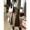 Saia de Lã Elegante para o Dia a Dia com Caimento Suave, Cintura Alta, Saia Midi Evasê Emagrecedora para Mulheres no Outono H083105