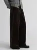 Calça Casual de Veludo Cotelê de Corte Reto para Mulheres, Outono e Inverno 2025 Novo Estilo Retrô, Barra Dobrada, Cintura Alta, Calça Larga Solta, Transfronteiriça