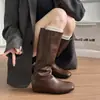 Botas de Caballero de Pierna Recta Nuevas Otoño 2026, Punta Cuadrada, Aumentador Interno de Altura, Blancas, Botas Altas Hasta la Rodilla, Botas de Vaquero Occidentales