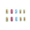 Uñas ponibles estilo oceánico medianas-largas peces pequeños estrellas de mar flores puntas de arte de uñas fábrica de origen uñas postizas desmontables venta al por mayor