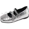 Zapatos Mary Jane Cuadrados de Suela Gruesa con Tacón Oculto Estilo Callejero Nicho para Mujer Estilo Ballet Retro Francés Zapatos Planos con Lazo