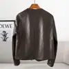 Pequeña Cantidad de Ropa Otoño e Invierno 2025 Chaqueta Simple Nueva de Cuello Redondo de Piel Sintética Estilo Motociclista Retro Haining Chaqueta de Cuero
