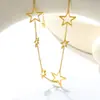 Cadena para Clavícula Popular de Estrella de Cinco Puntas Transfronteriza Ins Cadena de Hip-Hop de Moda Europea y Americana Joyería Collar de Acero Inoxidable Chapado en Oro de 18K