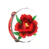 Flor de Romã bordada pandeiro pandeiro pandeiro dança nacional Uigur de Xinjiang vermelho romã com adereços de performance pandeiro