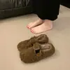 Zapatos Posparto de Suela Plana Más Terciopelo Cierre de Velcro Estilo Coreano Invierno Zapatos de Algodón Cubre Tacón de Mujer Lana de Cordero Cálido Moda 2026 Beige
