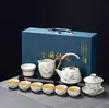 Lujo Ligero de Gama Alta Horno Ru Juego de Té Kung Fu para el Hogar Cerámica China Tetera Taza de Té Bandeja de Té Pequeña Juego de Regalo
