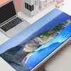 Alfombrilla de Ratón Grande con Paisaje de Isla Natural en Stock, Impresión Completa de Mar Azul y Playa, Base de Goma Antideslizante para Escritorio