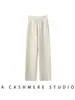 Nuevos Pantalones de Pierna Ancha de Cachemira para Mujer con Cordones Otoño Invierno Engrosados Con Bolsillos Modernos Suaves Versátiles Adelgazantes de Pierna Recta Pantalones Casuales